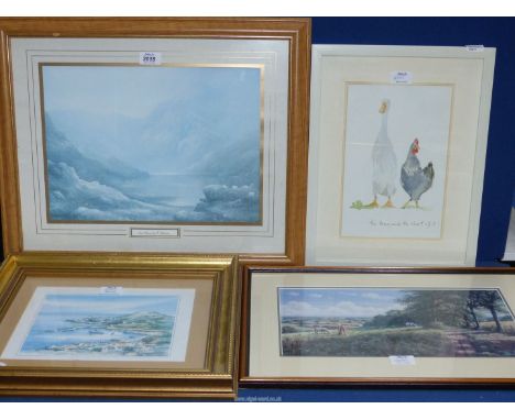 Four framed Prints to include "The Long and Short of it", a David Morgan print depicting Country landscape with horses grazin