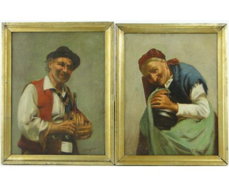 R Frigerio
pair of oils on canvas, portraits of Italian country folk, signed, 13" x 10", framed.