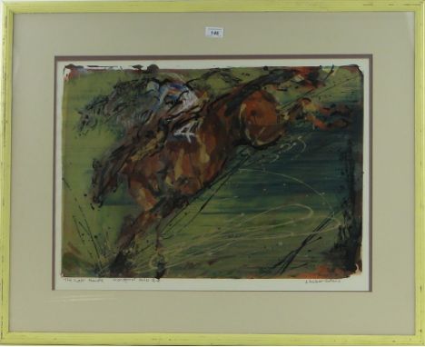 Alison Milner Gulland
mono print, "The Last Hurdle," signed in pencil, 19" x 26", framed.