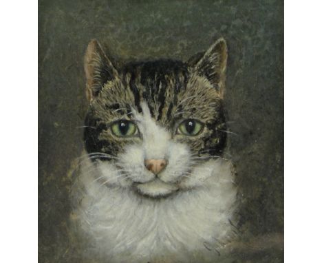 George Armfield (circa 1808-1893)
oil on panel, portrait of a cat, signed, 6" x 6", framed.