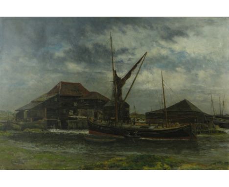 R S Buntey
oil on canvas, boatyard, Walton on Nayes, signed, 24" x 36", unframed.