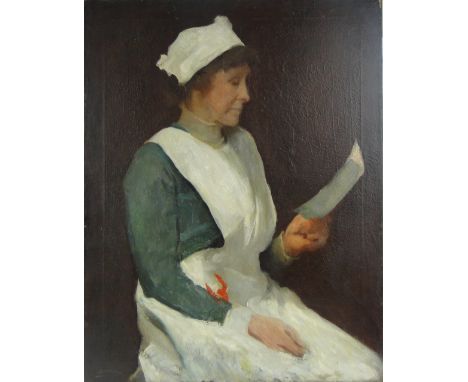 Webster
oil on board, portrait of a First War nurse, signed, 36" x 28", unframed.