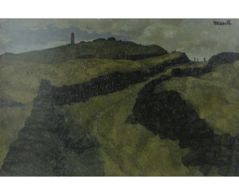R Howarth
oil on board, "Pots & Pans From Bunkers," signed, 24" x 36", framed.