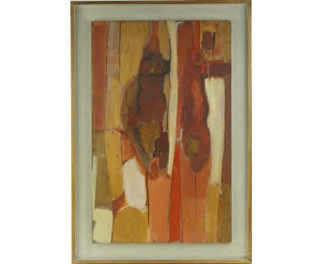 Keith Richardson-Jones (1925-2005)
a painted wood veneer panel "Flayed panel," signed and dated 1965, label verso from A I A 