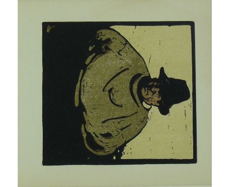William Nicholson
colour wood-cut print, "The Fisherman," published 1897, i 4.25" x 4", framed.