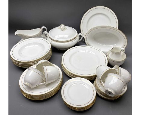 ROYAL WORCESTER GILT LINED PART DINNER &amp; TEA SERVICE - 42 pieces