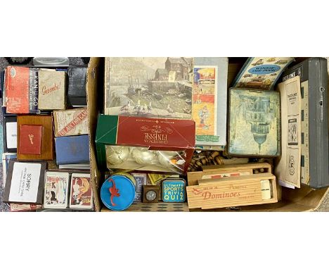 VINTAGE &amp; LATER PLAYING CARD PACKS, jigsaws and games including wooden chess sets, dominoes, ETC