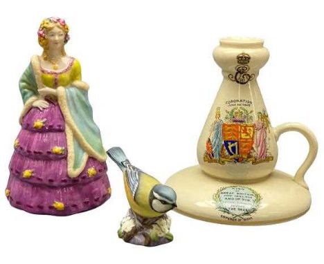 WILEMAN &amp; CO THE FOLEY FAIENCE CORONATION 1902 CANDLE HOLDER - 15.5cms, Lady Betty - W H Goss figurine, 17cms and a Royal