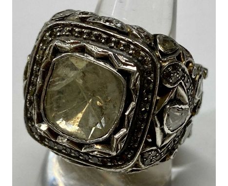 GEORGIAN STYLE OLD MINE CUT DIAMOND RING - having 140 plus various size diamonds including the main estimated 3ct stone, all 