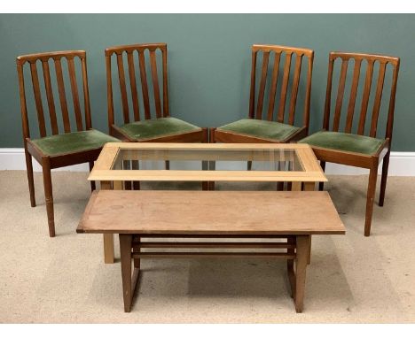 VINTAGE FURNITURE ASSORTMENT to include mid-Century type Long John light wood coffee table, 40cms H, 108cms W, 41cms D, a lig