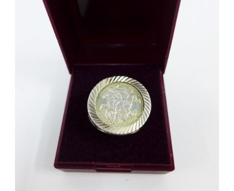 Gents silver coin ring