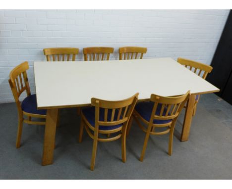 Set of seven Habitat chairs and a vintage kitchen table , (8)74 x 180cm