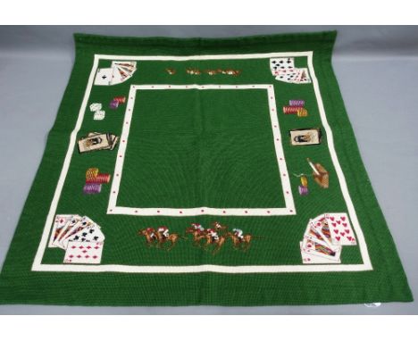 Dice and Playing Cards wool tapestry panel, 90 x 90cm 