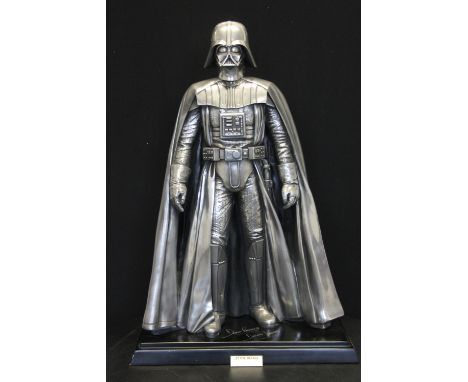 STAR WARS SIGNED SCULPTURE - Darth Vader metallic sculpture by Compulsion Gallery, standing at 32 inches tall and weighing 40