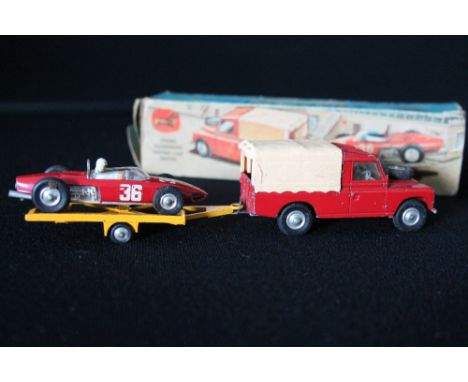 CORGI - an original Land-Rover with Ferrari racing car on trailer (gift set 17) in original box. Model in good condition, box