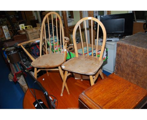 Two chairs including carver and kitchen stick back chair.