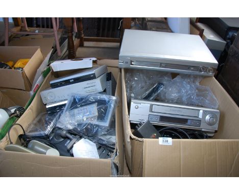 A Phillips DVD recorder and video recorder, a Sky Digital box , aerial, and small Television's etc.