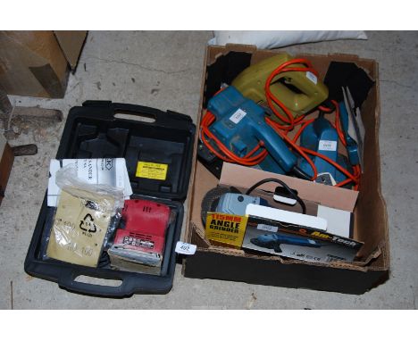 Electric Sander by CK,  Black and Decker Jigsaw, 2 x electric planers, and an amtec angle grinder 4½".