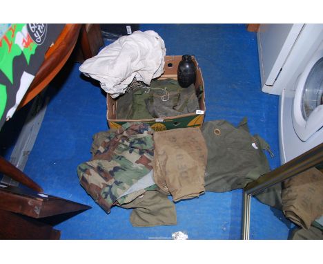 Military clothing, bags, flask etc.