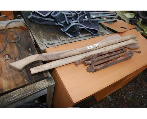 Axe and spade handles, electric motor mounting plates.