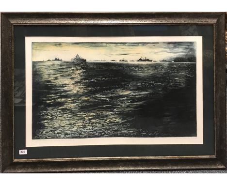 David Smith, a framed limited edition lithograph (2/50) entitled 'Review of the Fleet, Spithead 1977, Queen Elizabeth II Jubi