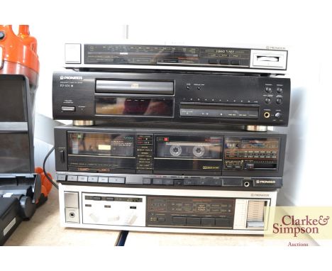 A Pioneer stereo amplifier, a Pioneer stereo cassette deck, a Pioneer compact disc player and a Pioneer stereo tuner