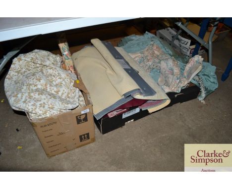 A quantity of various curtains, material samples etc.