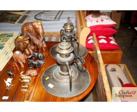 A pair industrial style light fittings