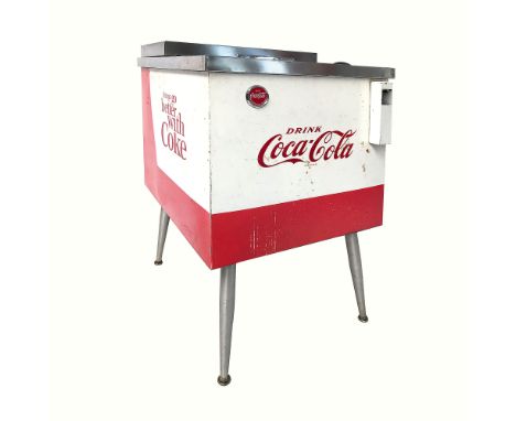 Rare vintage Coca-Cola standing cooler. It has 4 legs that can be removed to make the unit smaller. Unrestored, sold as is. S