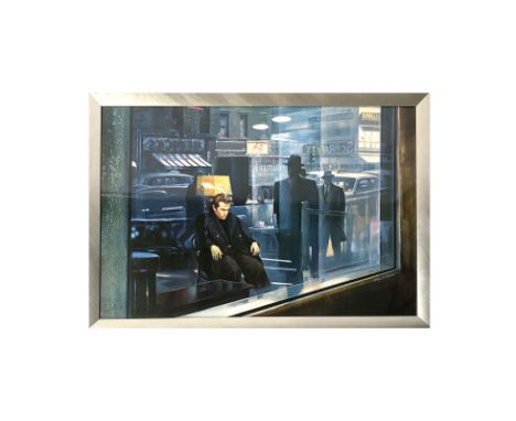 Framed James Dean poster with working LED lights. Size: 97 x 67 cm. Condition: Very good.