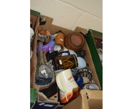 Mixed Lot:  Terracotta planter, glass wares, figurines etc