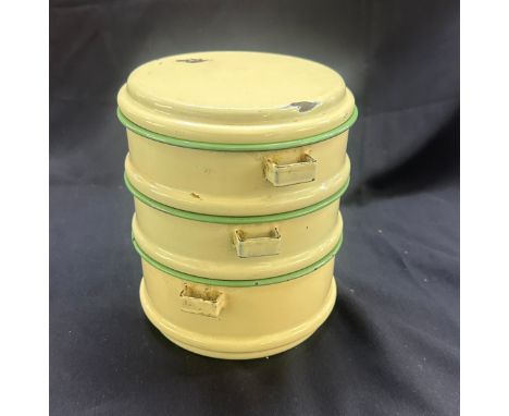 Vintage enamel stackable food containers 