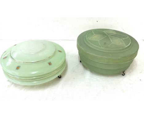 Two vintage glass lamp shades largest measures approx 6 inches tall by 9.5 diameter 