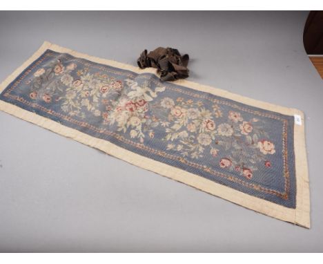 A Victorian tapestry with floral designs, 15" x 43" 