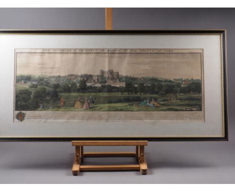 An 18th century colour print view of "Ripon in the County of York", in Hogarth frame 