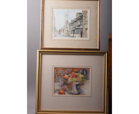 A 19th century coloured print, the Leaning Tower of Pisa, a 19th century fashion plate, in maple frame, and a number of other