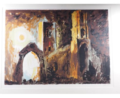 John Piper: a signed print, Wymondham Abbey, in gilt strip frame 