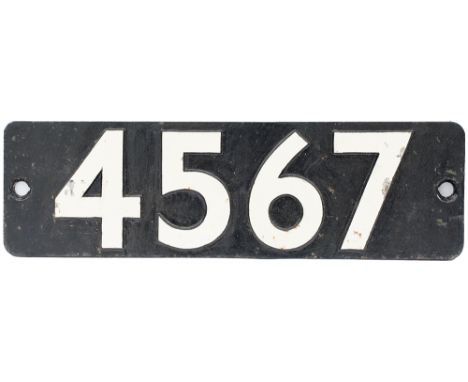 Smokebox numberplate 4567 ex Churchward 2-6-2 T built at Swindon in 1924. Allocations included 85A Worcester, 82A Bristol Bat