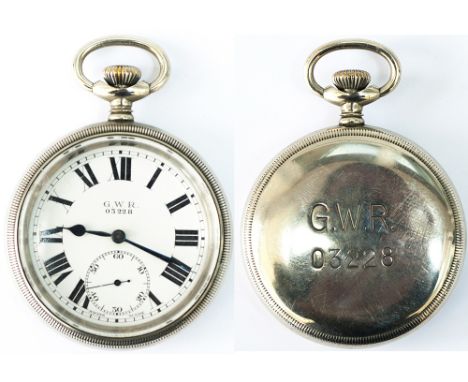 Great Western Railway Guards watch No 03228. In a nickel case with a Limit No2 Swiss made 15 jewel movement with top wind and