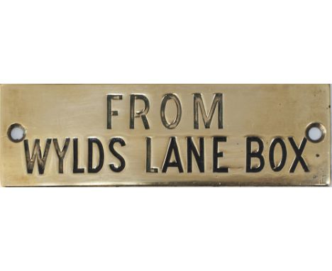 GWR hand engraved brass shelf plate FROM WYLDS LANE BOX. The plate is made from a much earlier larger plate with large Serif 