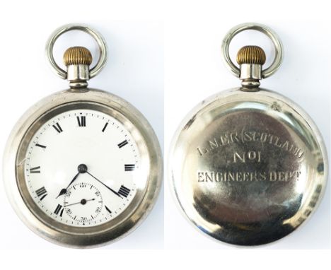LNER (Scotland) Railway Engineers Department watch No 1. In a nickel case with a Swiss 7 jewel movement with top wind and top