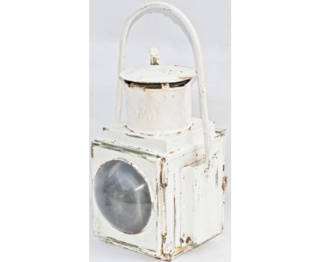 BR-W GWR pattern locomotive head lamp embossed in the chimney B.R.(W). Complete with reservoir, burner and drop in red shade.