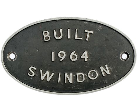 Diesel worksplate BUILT 1964 SWINDON ex Class 14 0-6-0 No D9506. First allocated to 85A Worcester and withdrawn in March 1968