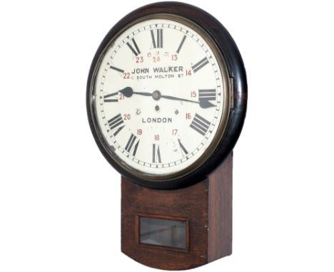 LBSCR 14in oak cased chain driven fusee railway clock 183B. The original dial repainted post 1948 by John Walker of London is