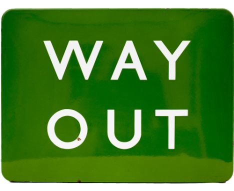 BR(S) FF light green enamel sign WAY OUT. In very good condition measures 24in x 18in. Unusual with larger than normal letter