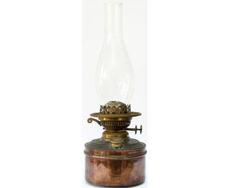 M&GN copper oil signal box lamp stamped on the side M&G.N.J.R. HEMSBY. Complete with Sherwoods Duplex burner and glass chimne