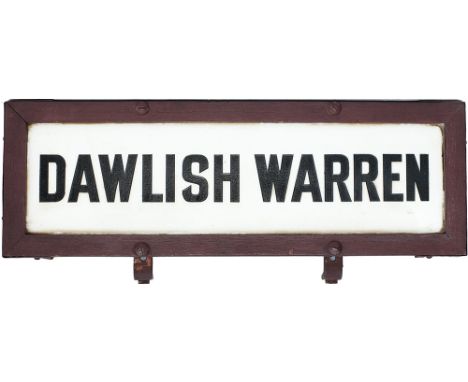 GWR lamp tablet DAWLISH WARREN from the famous station on the coastal line between Teignmouth and Exeter. Engraved china glas