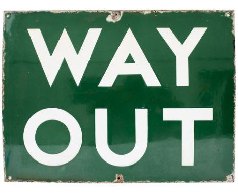 Southern Railway enamel sign WAY OUT. In very good condition measures 24in x 18in.