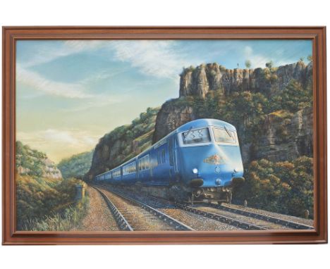 Original oil painting on board Chee Dale by Carl Henderson GRA. Painted in 1994 the painting shows the down Midland Pullman p