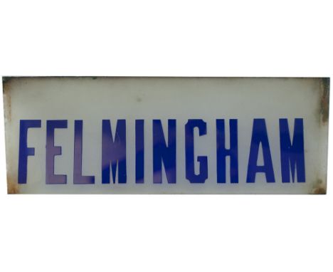 M&GN  lamp tablet FELMINGHAM from the former station, between Aylsham North and North Walsham Town, that closed in 1959. Etch